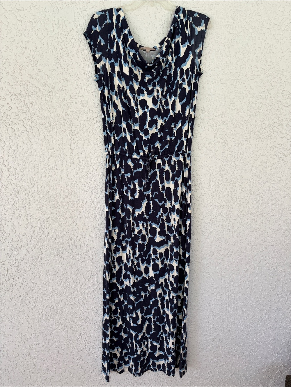 GAP navy & White Printed Cowl-Neck Maxi Dress size S